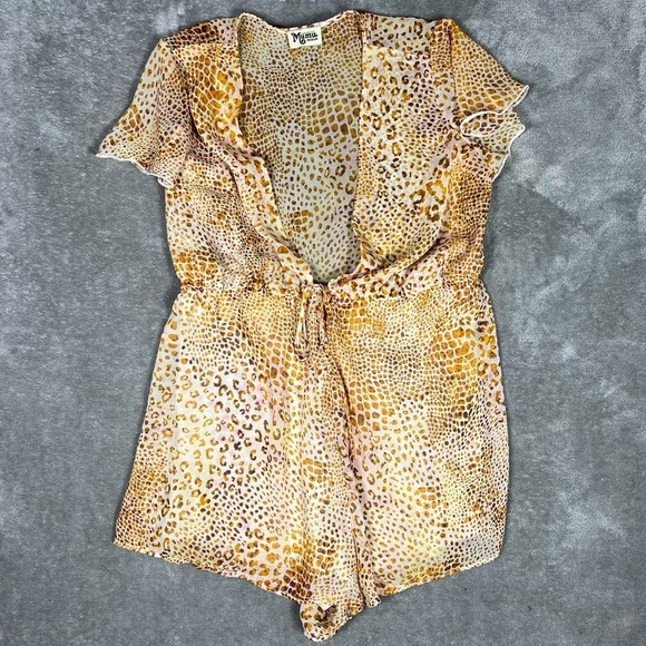 Show Me Your MuMu Romper Womens Medium Ta-Haa Sheer Animal Print Y2K Boho Beach - Picture 8 of 8